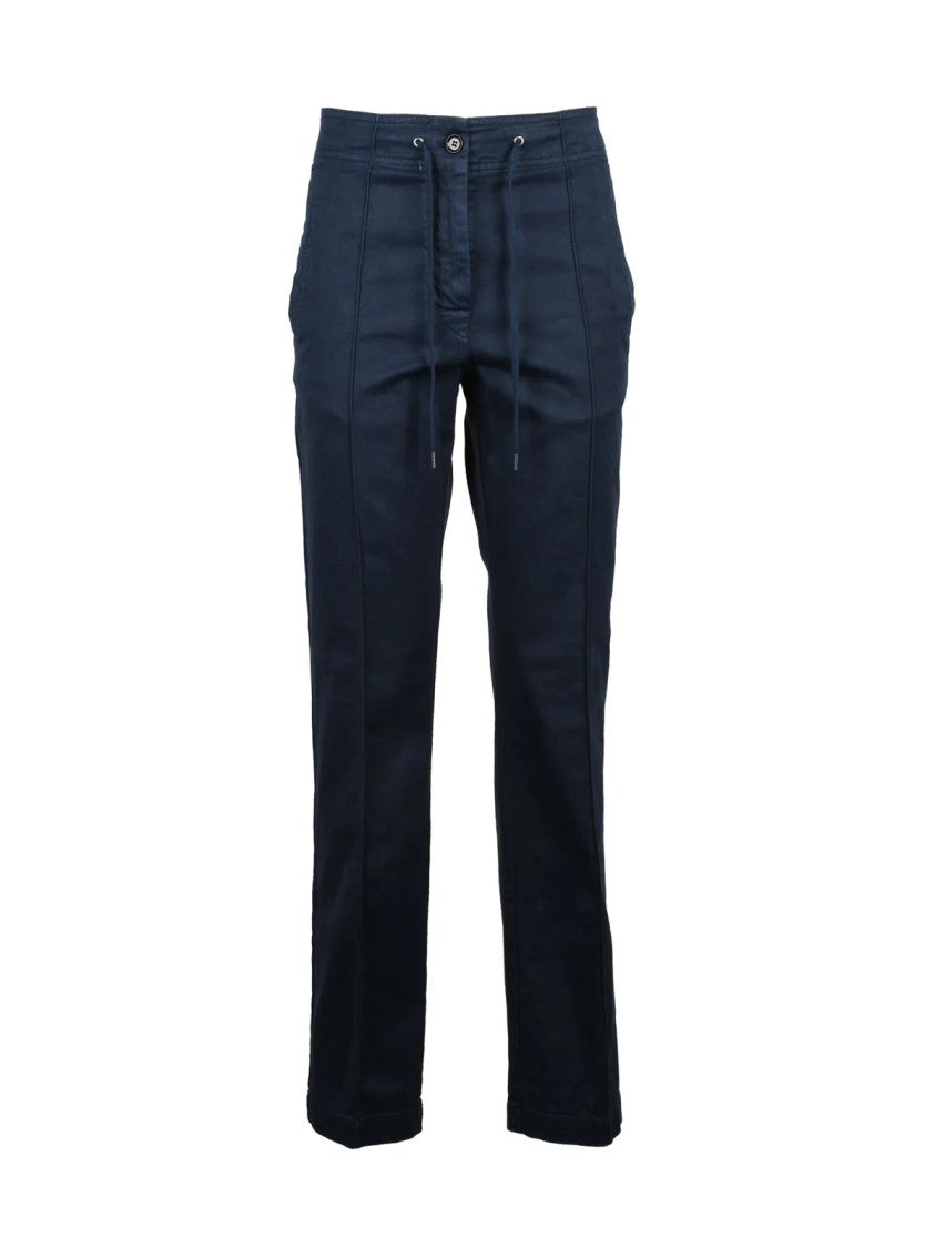 Aspesi Straight-Leg Cotton Blend Trousers With Drawstring Waist