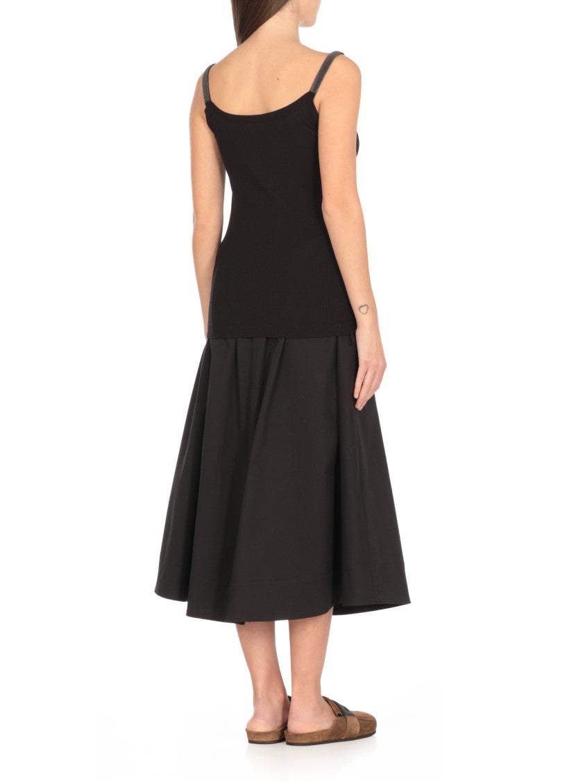 Brunello Cucinelli Black Cucinelli Cotton Top With Diamond Cut Brass