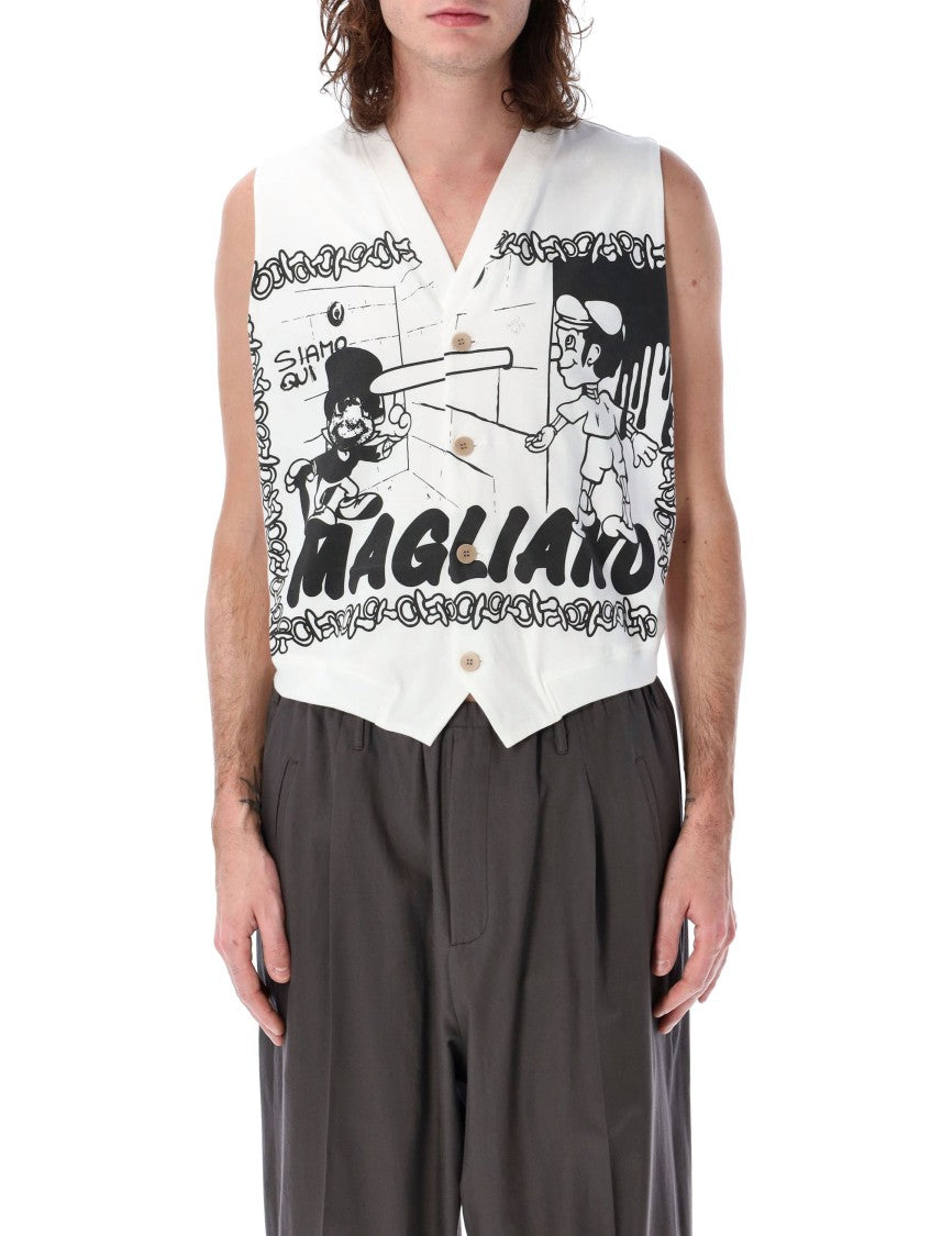 Magliano Graphic Print Cotton Vest With Boxy Fit