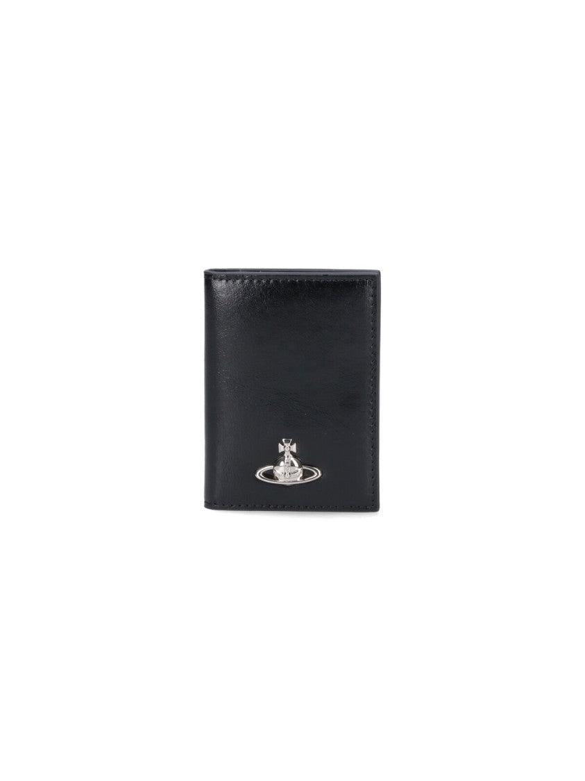 Vivienne Westwood Smooth Black Wallet With Iconic Emblem