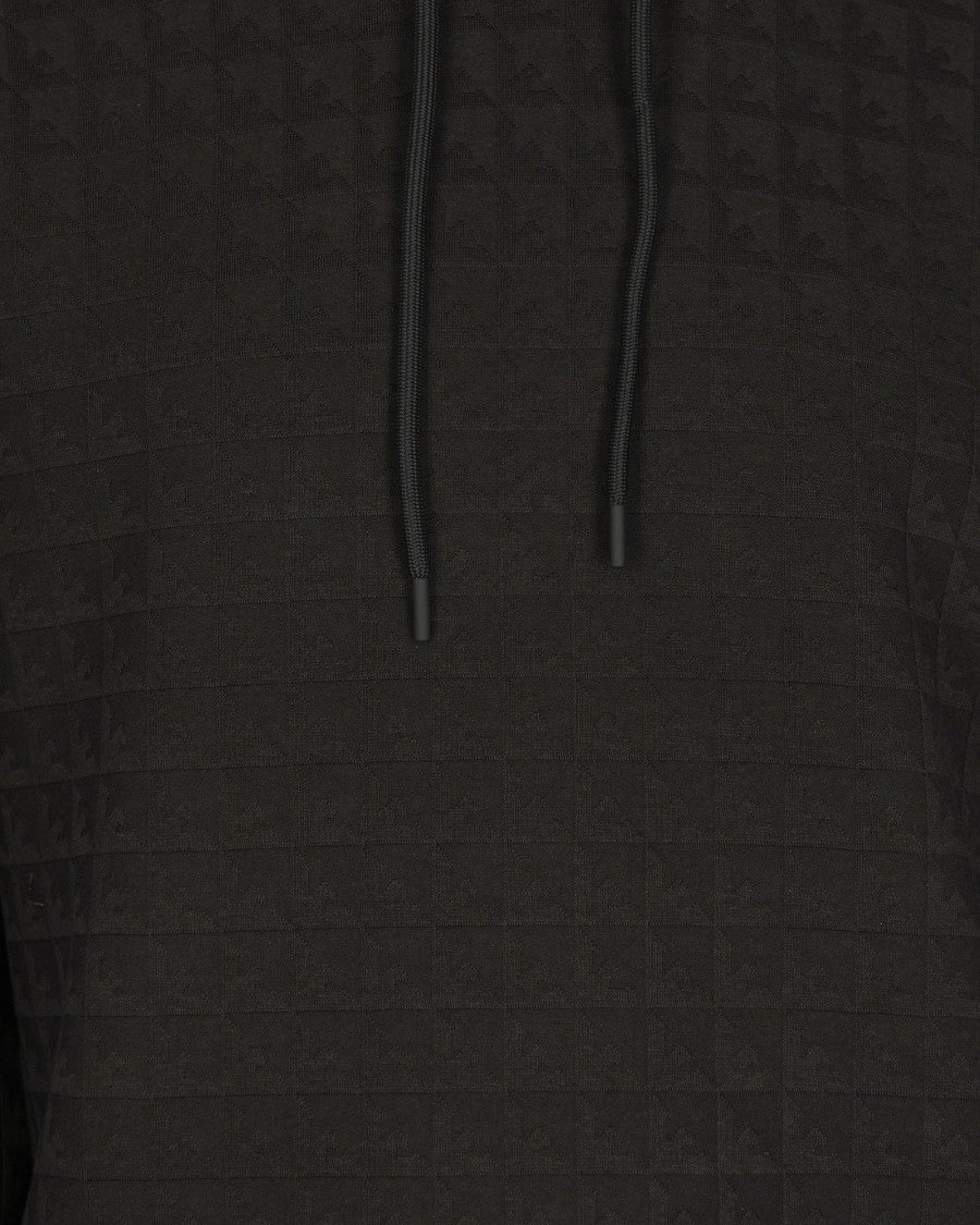 Emporio Armani Jacquard Knit Black Hoodie With Iconic Eagle Motif