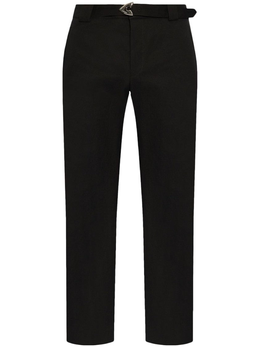Alexander Mcqueen Belted Black Trousers With Concealed Fastening