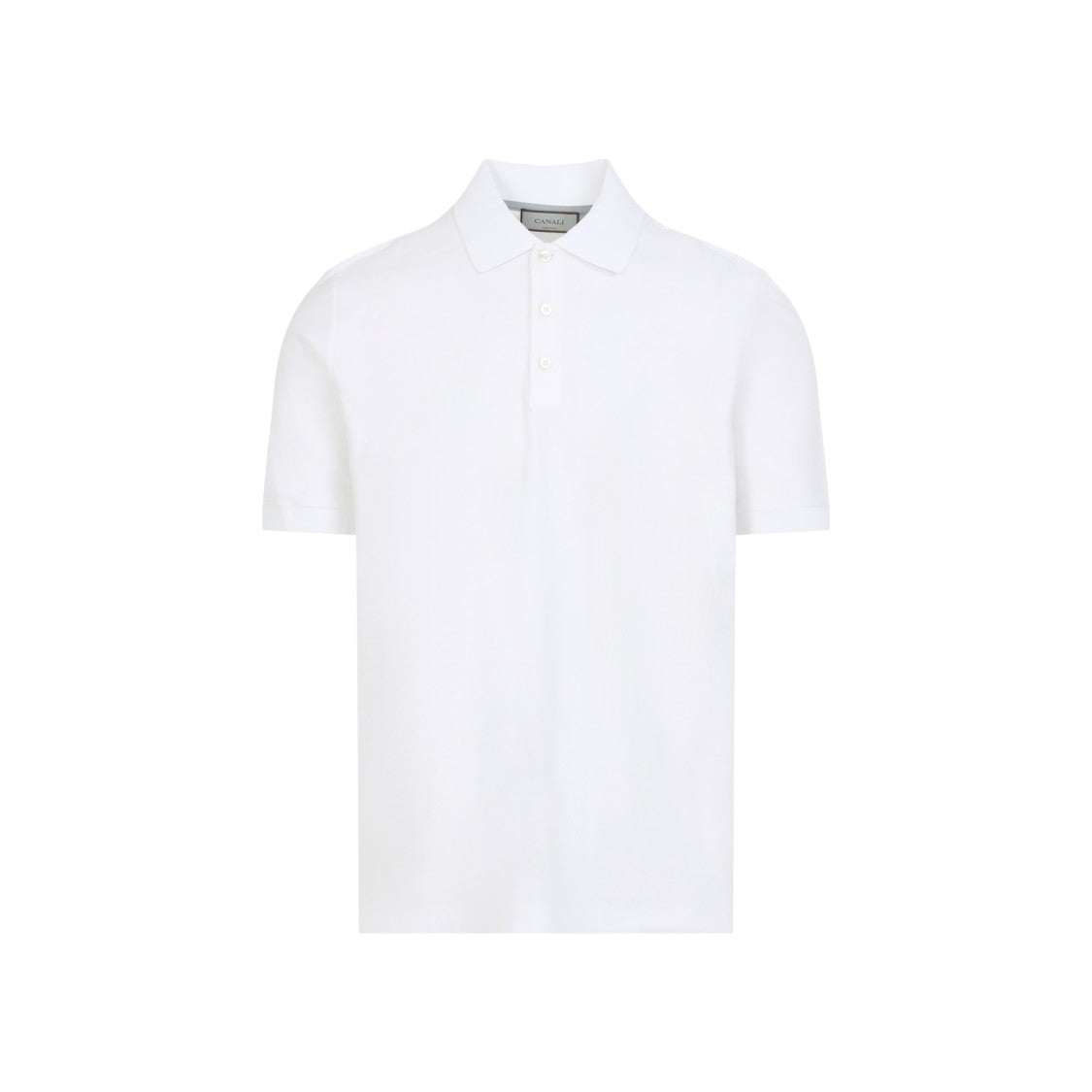 Canali White Short-Sleeve Polo Shirt With Traditional Collar