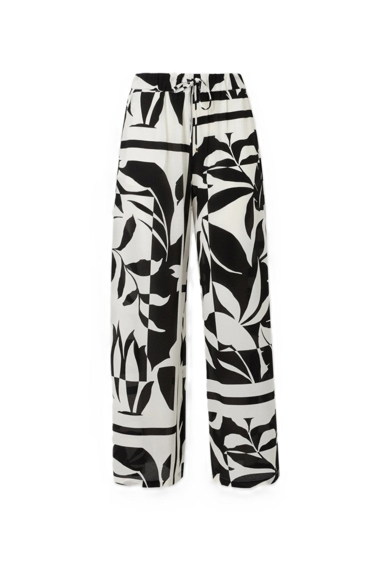 Max Mara Wide-Leg Pants With Abstract Leaf Print