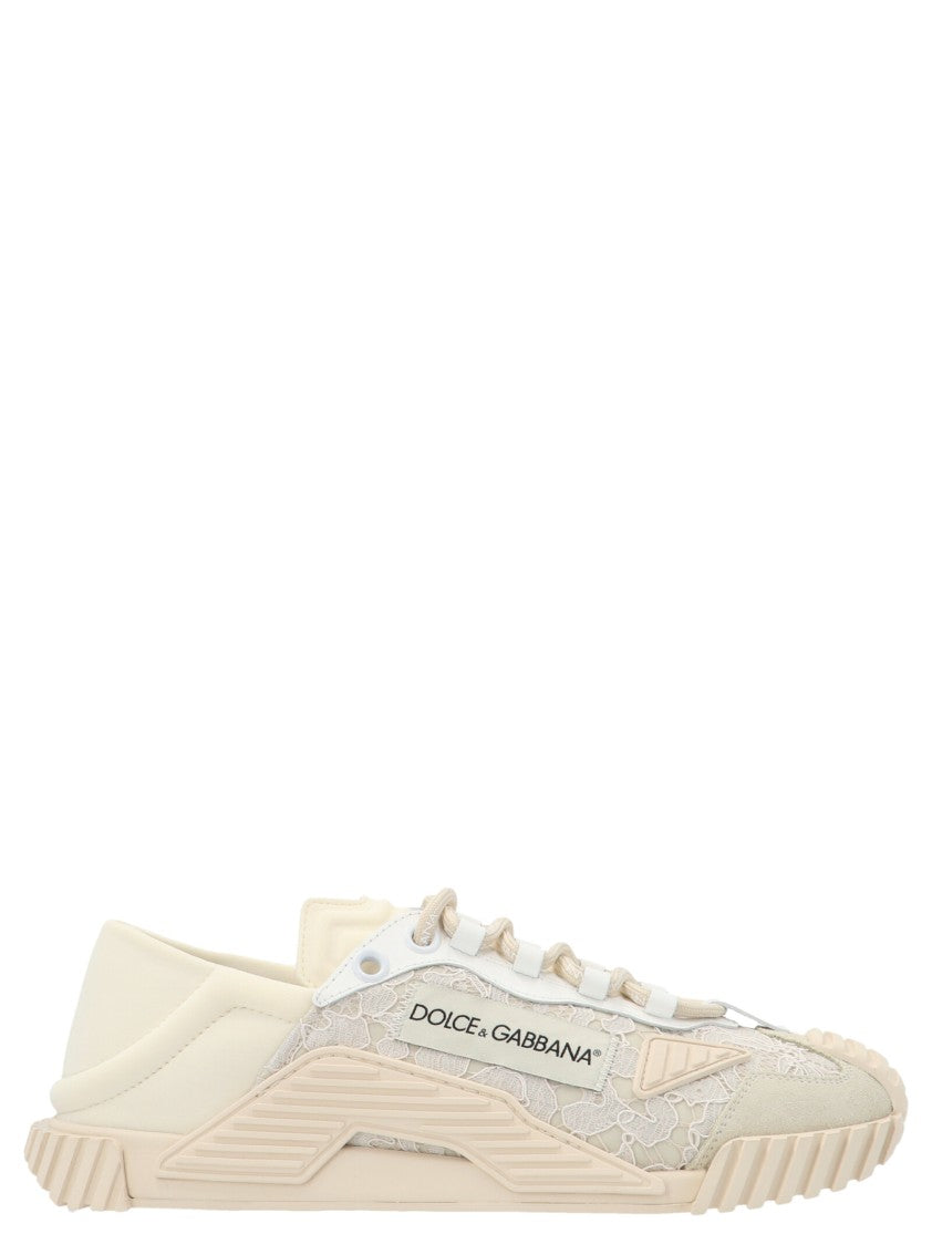 Dolce & Gabbana Lace Overlay Sneakers With Nylon