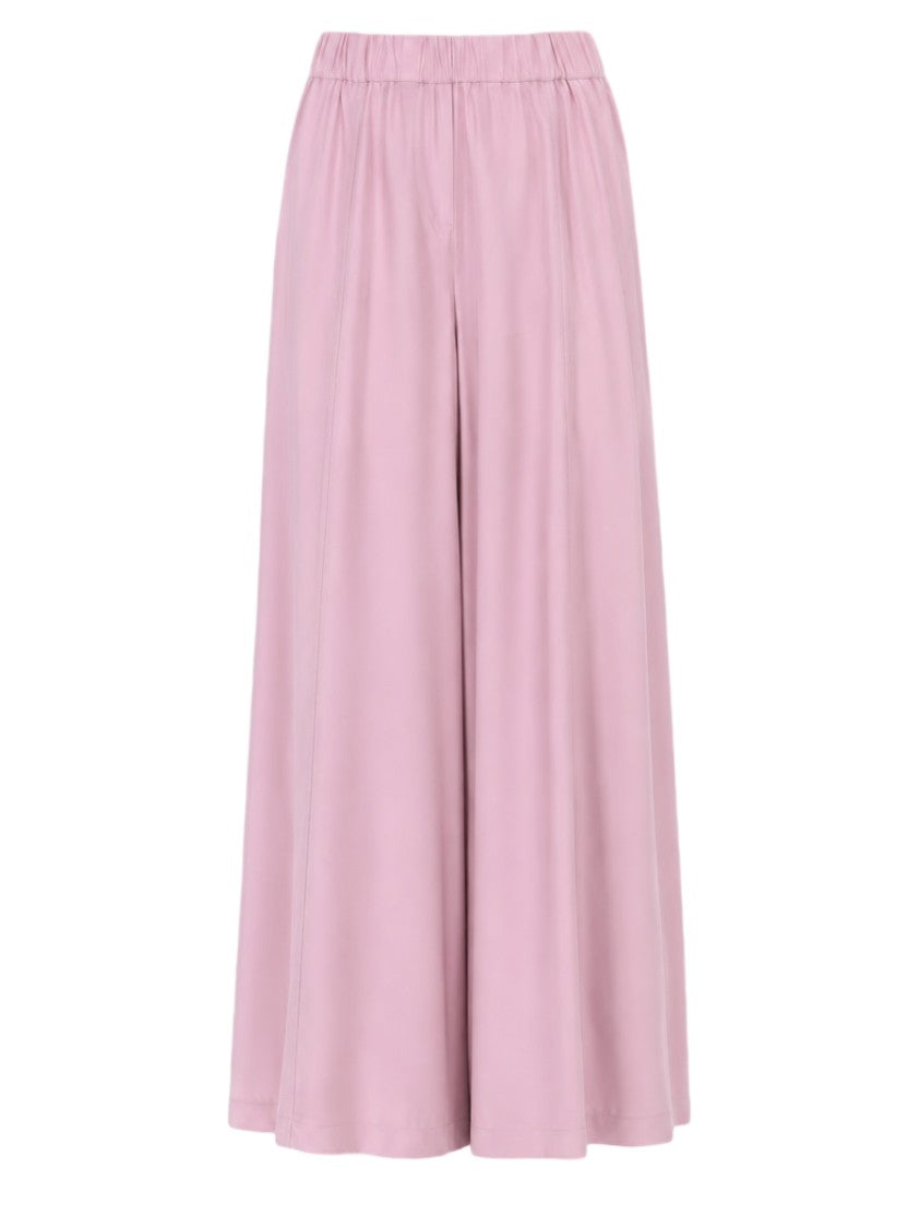Nude Ankle-Length Relaxed Fit Elastic Waist Viscose Wide-Leg Pants