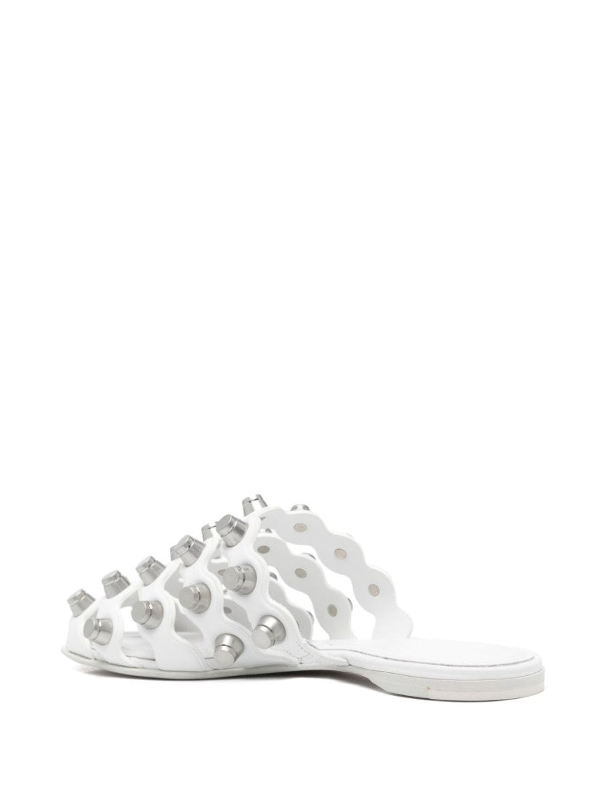 Alexander Wang White Rexa Cage Slides With Cut-Out Design