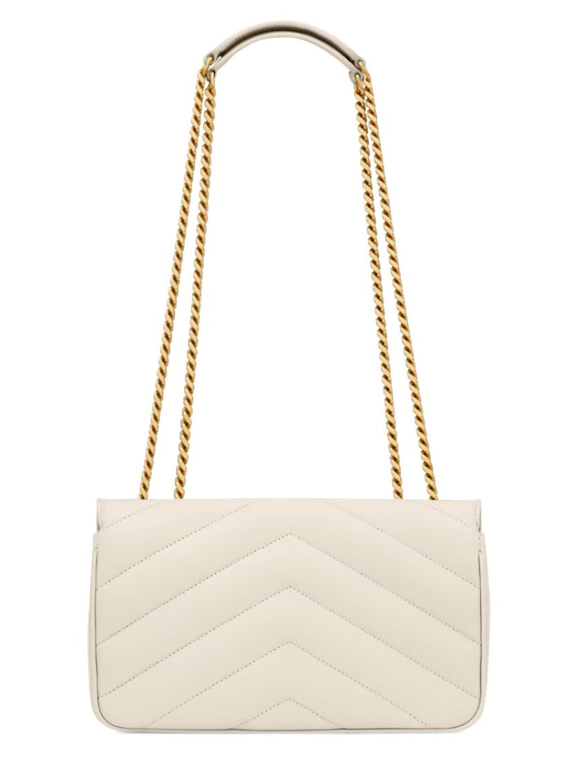 Saint Laurent Small Rectangular Shoulder Bag With Chevron Quilted Pattern