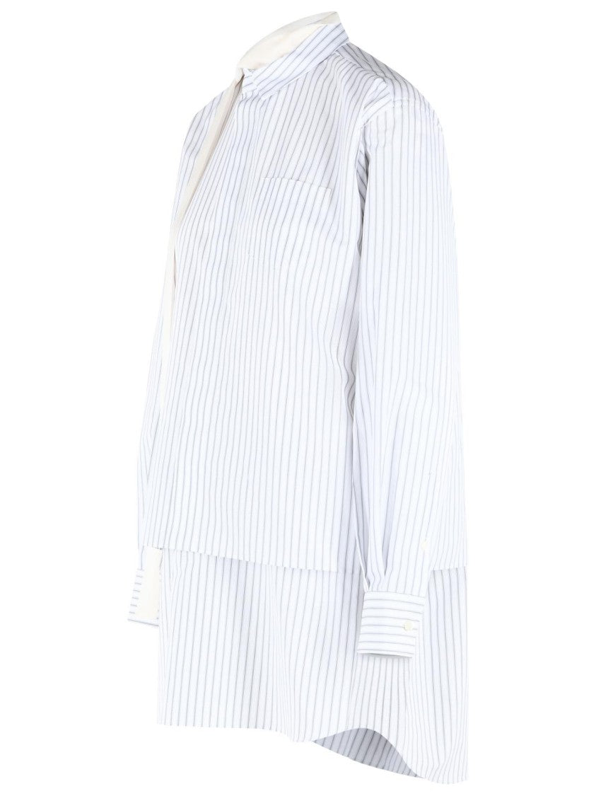 Sacai White Cotton Blend Mini Dress