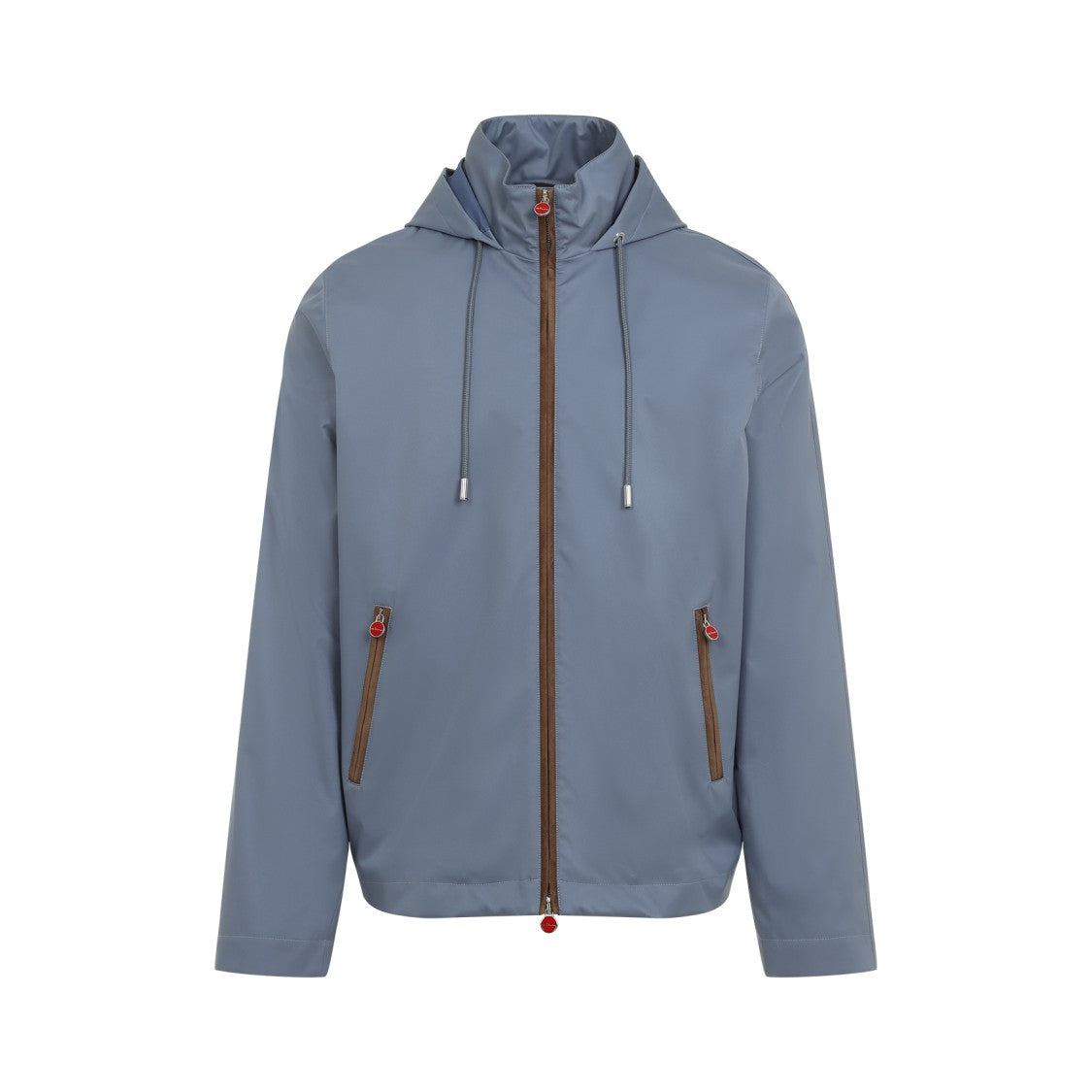 Kiton Light Blue Polyester Bomber Jacket