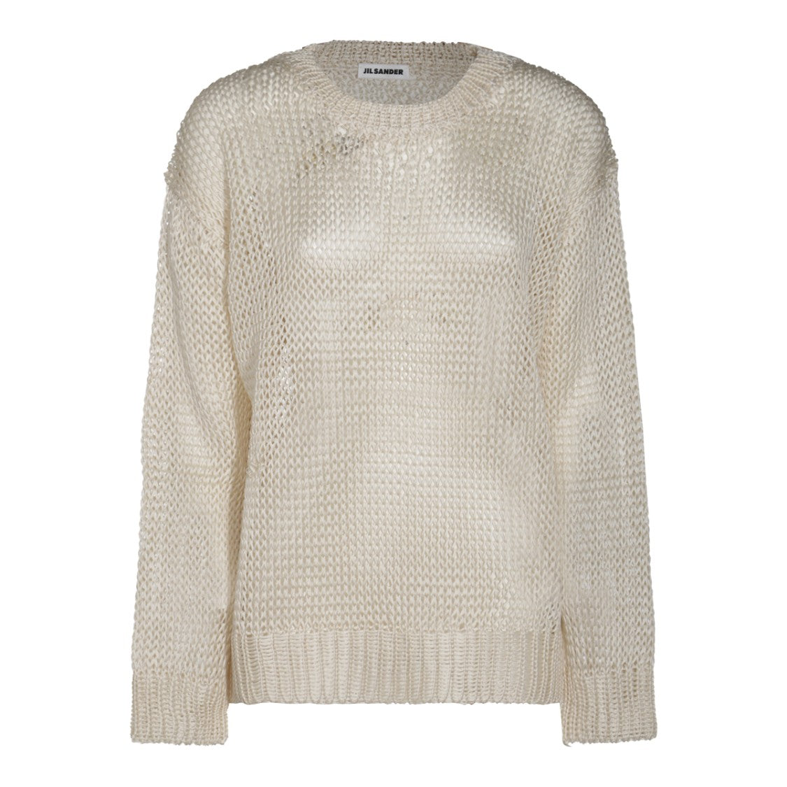 Jil Sander Beige Silk Knitwear With Long Sleeves And Round Neckline