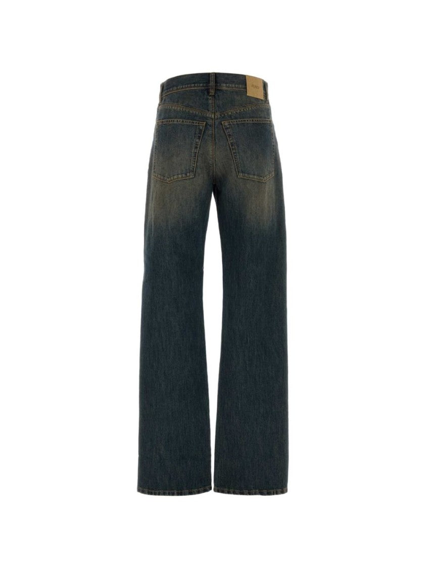 Fendi Straight-Leg Denim Five-Pocket Jeans
