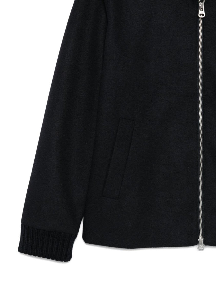 Daniele Alessandrini Minimalist Black Jacket With Front Zipper And Quilted Lining