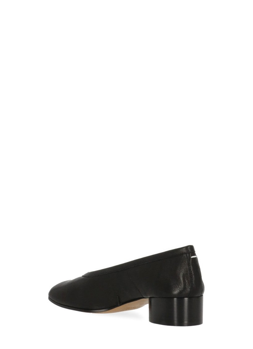 Maison Margiela Black Tabi Bow Leather Heeled Shoes