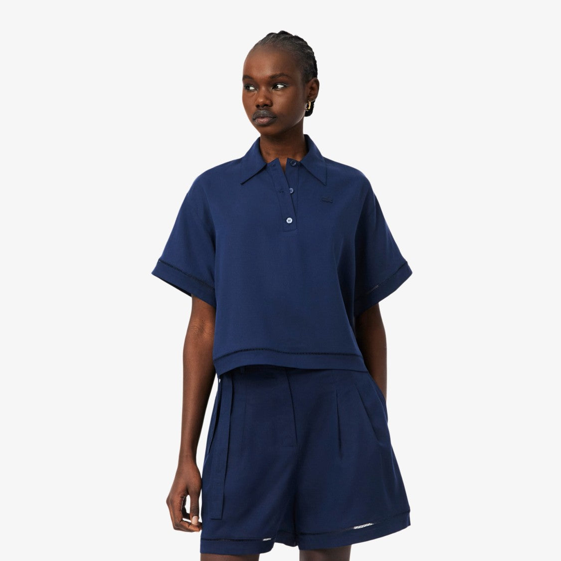 Lacoste Boxy Cropped Short-Sleeved Polo Shirt With Classic Collar