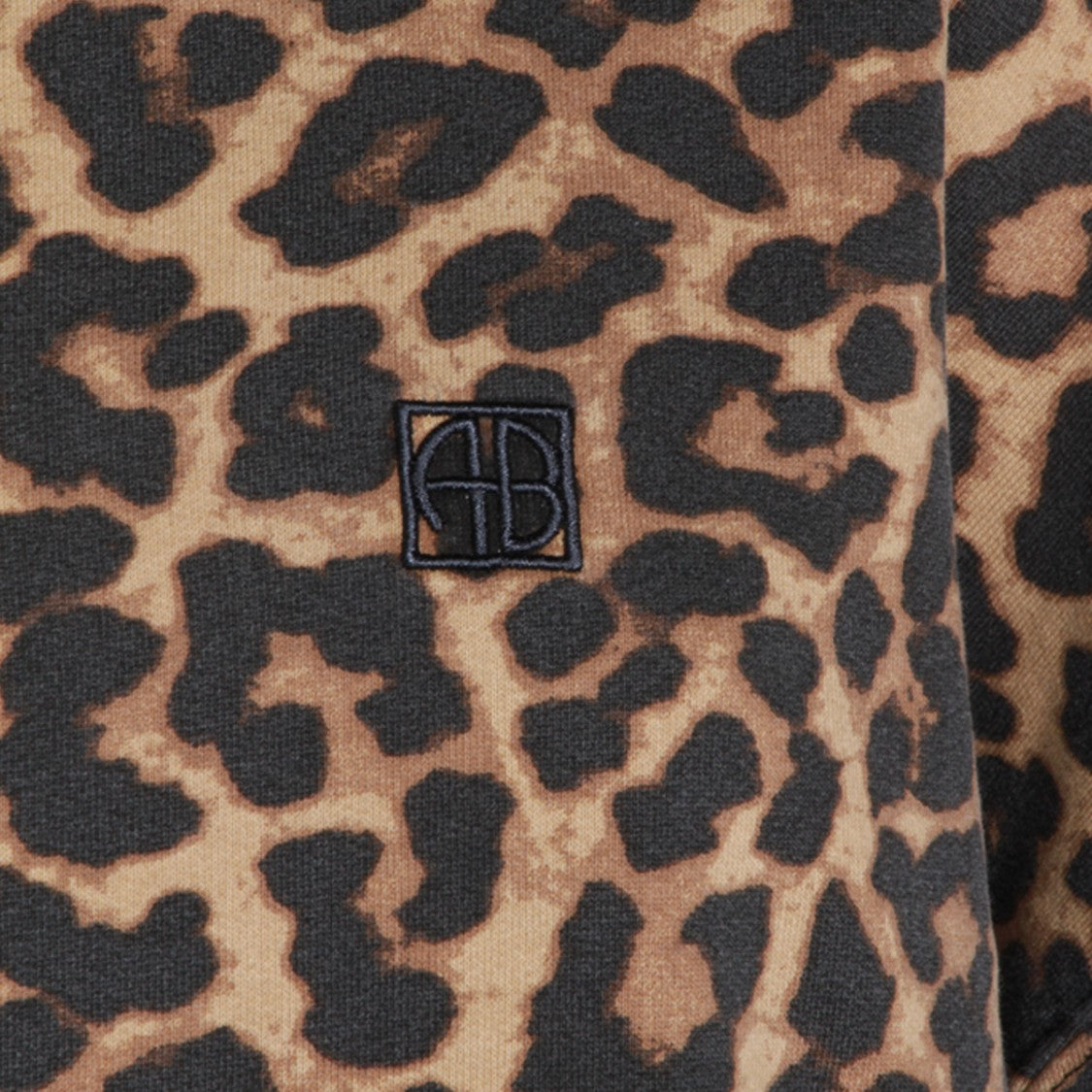 Anine Bing Leopard Print Sweater With Classic Crew Neckline And Ribbed Finishes