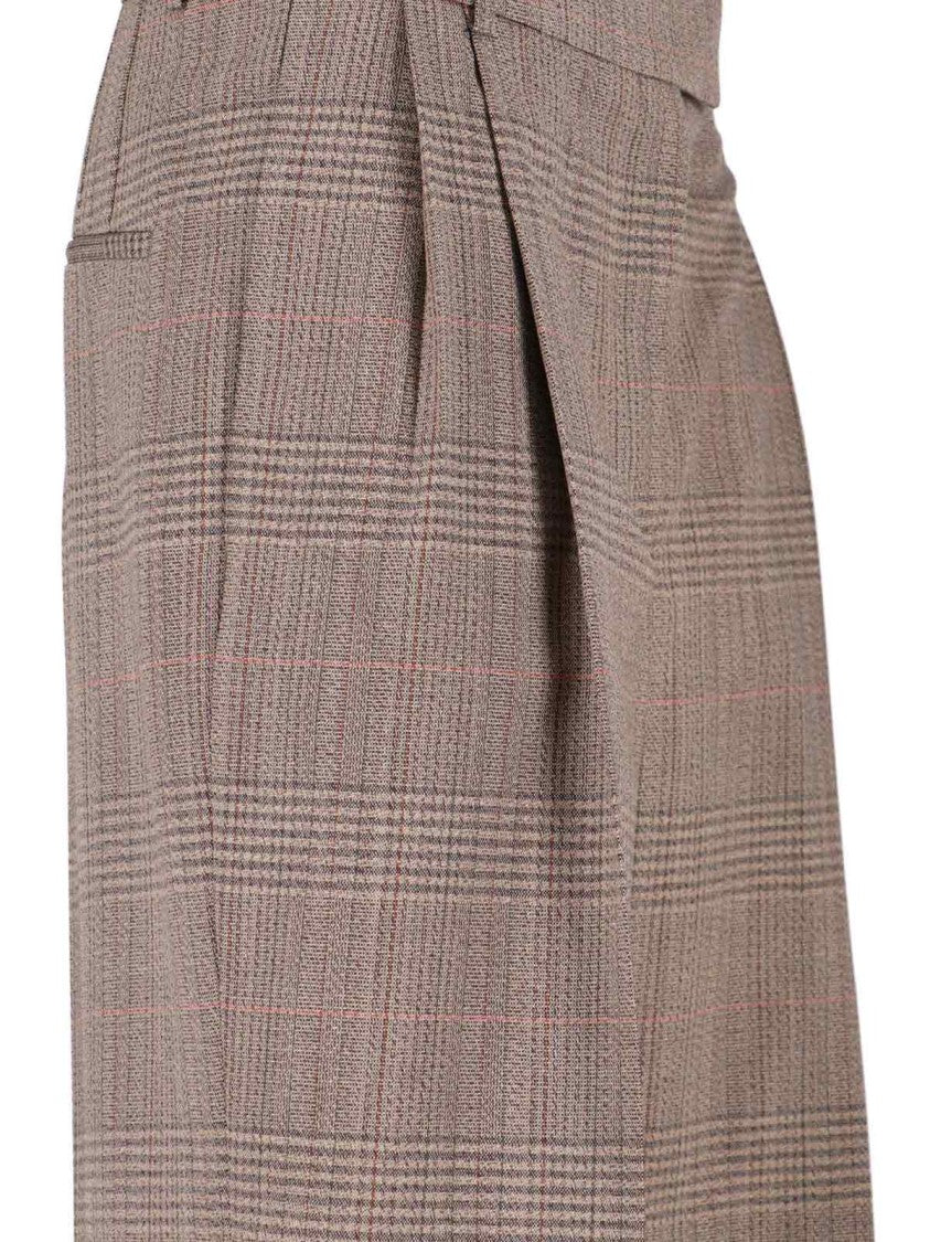 Róhe Straight-Leg Plaid Trousers With High Waist Design