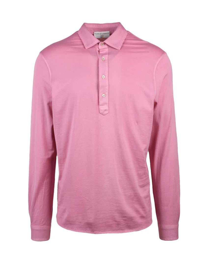 Filippo De Laurentiis Pink Long-Sleeve Cotton Polo Shirt