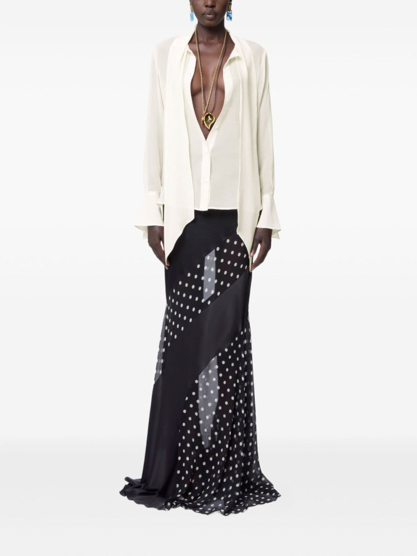 Nina Ricci Cream Silk Blouse With Tie Neck