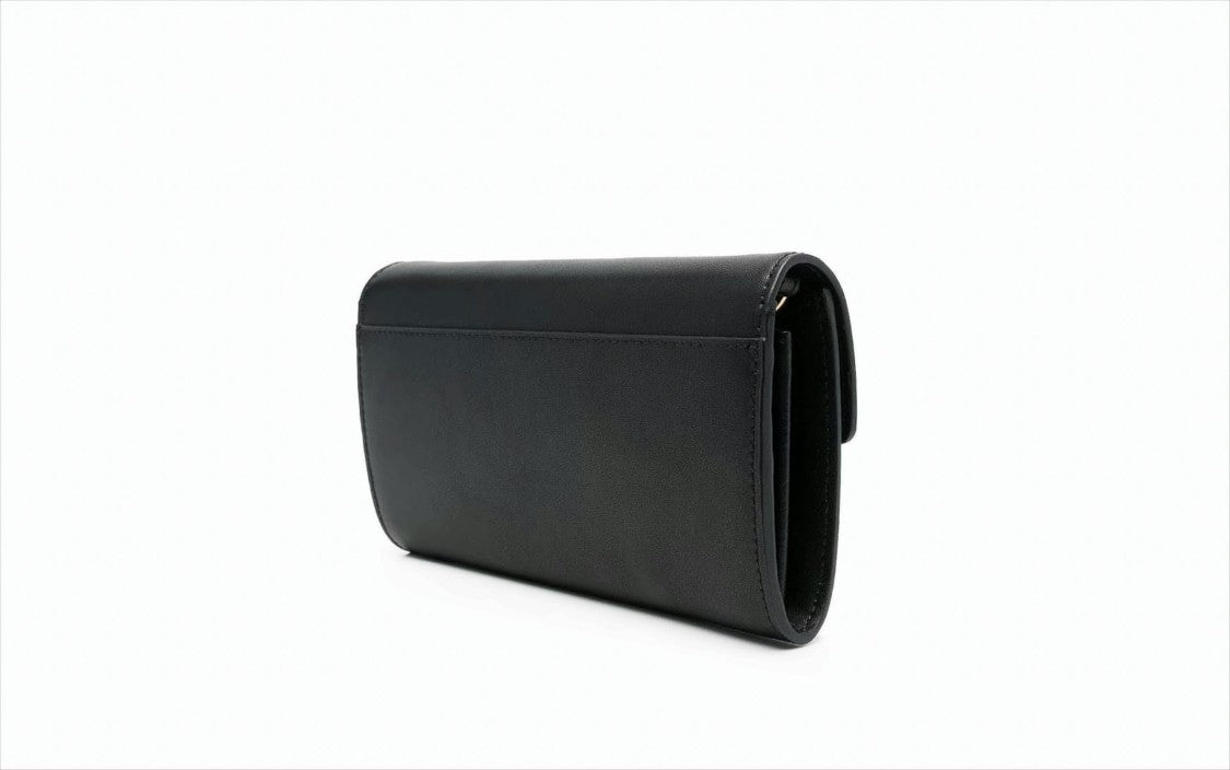Pinko Rectangular Black Wallet With Removable Gold Chain