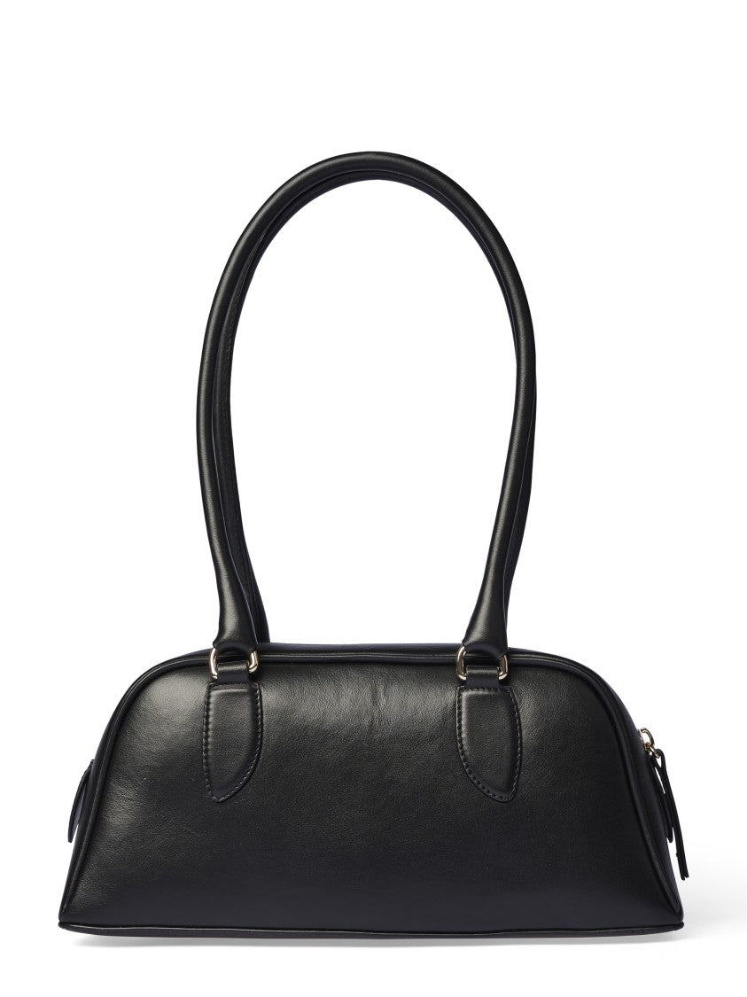 A.P.C. Structured Black Leather Handbag With Gold-Tone Accents