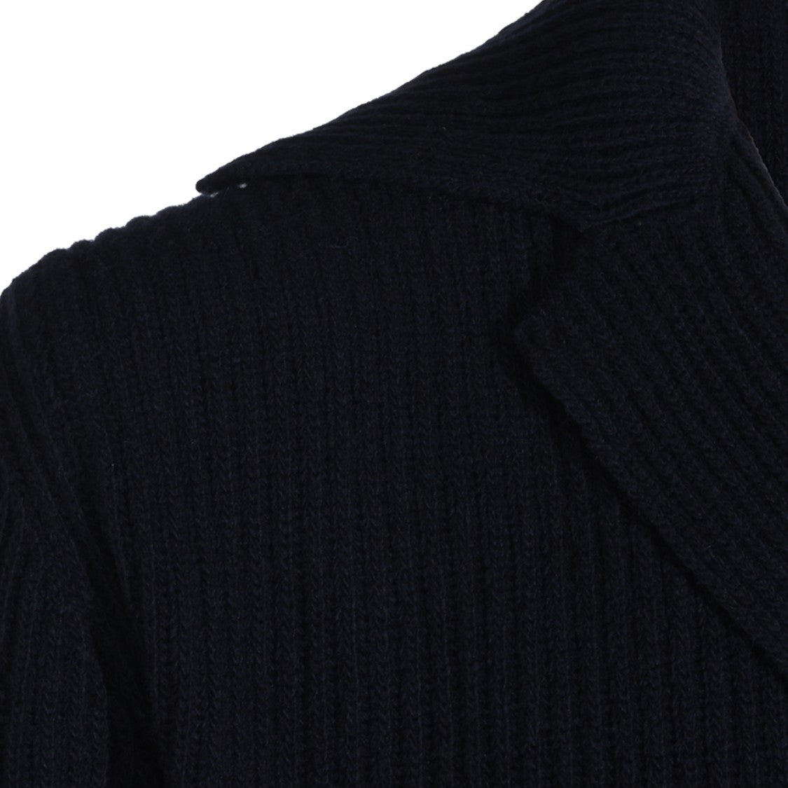 Altea Blazer Collar Ribbed Knit Sweater