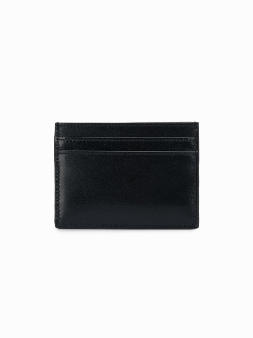 Saint Laurent Minimalist Black Calfskin Credit Cardholder With Logo Embellishment