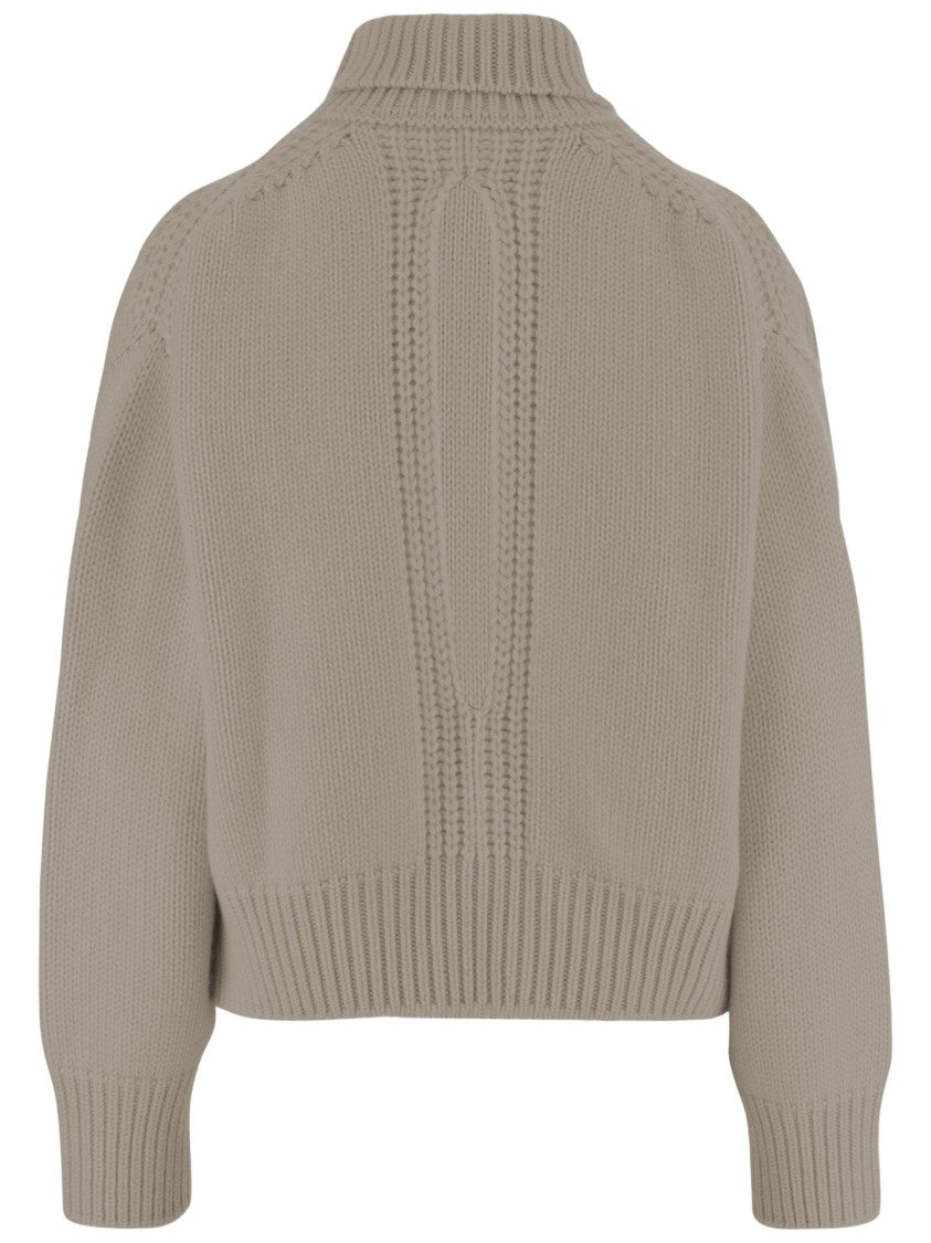 Sa Su Phi Cropped Knit Sweater With High Ribbed Neckline