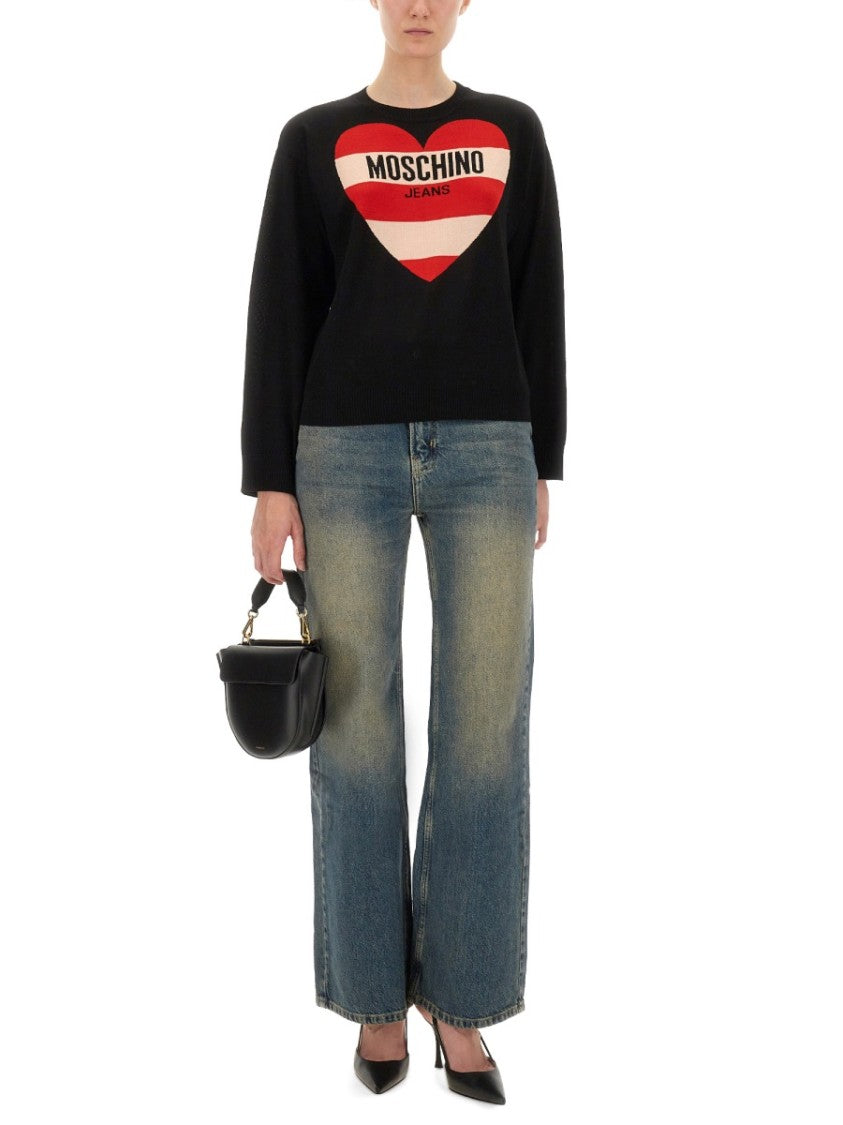 Moschino High-Waisted Flared Denim Jeans With Vintage Wash