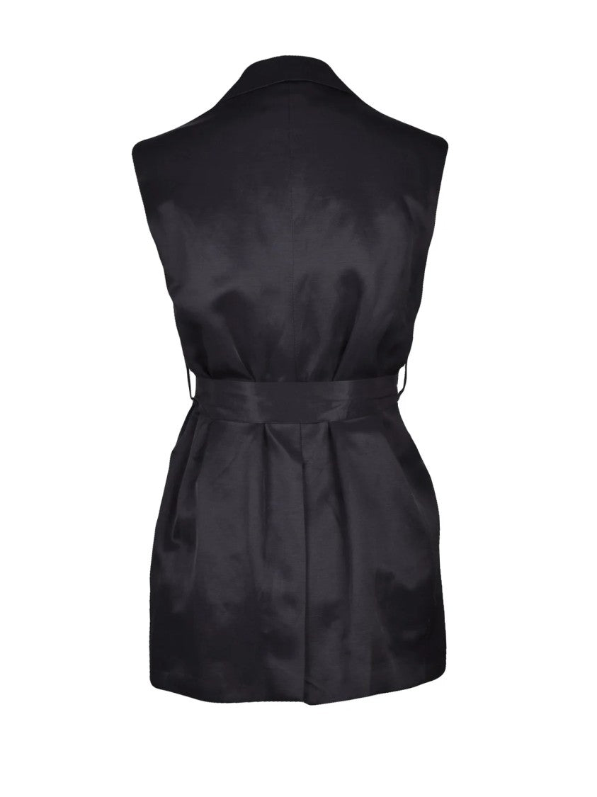 Kaos Black Tailored Viscose-Linen Vest