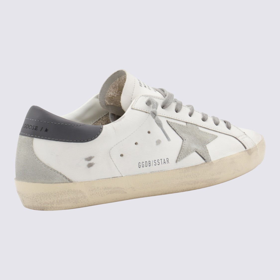 Golden Goose White Distressed Star Leather Sneakers