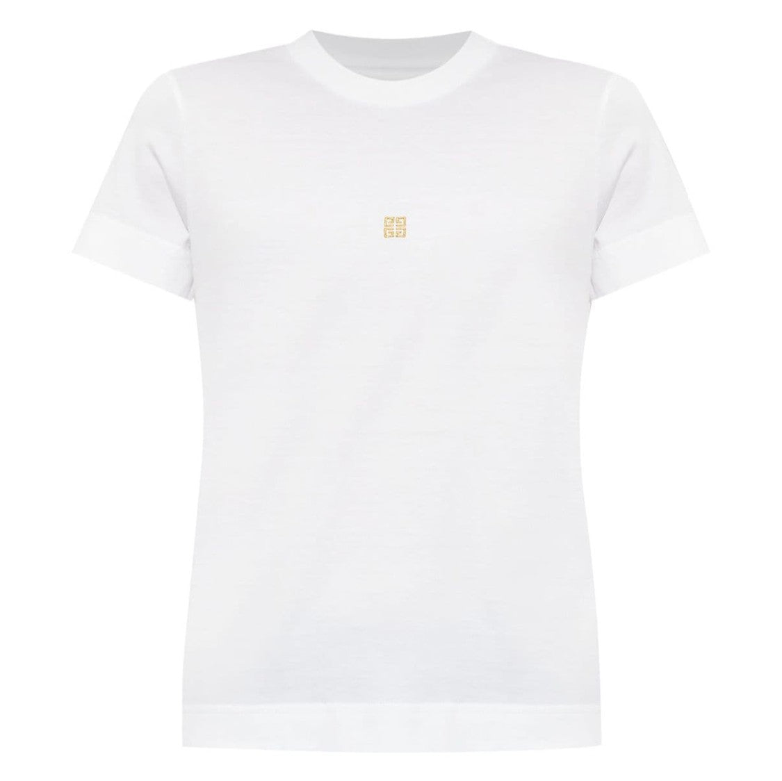 Givenchy Fitted White T-Shirt With Gold Emblem And Minimalist Design
