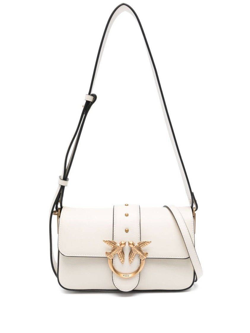 Pinko Soft White Leather Shoulder Bag