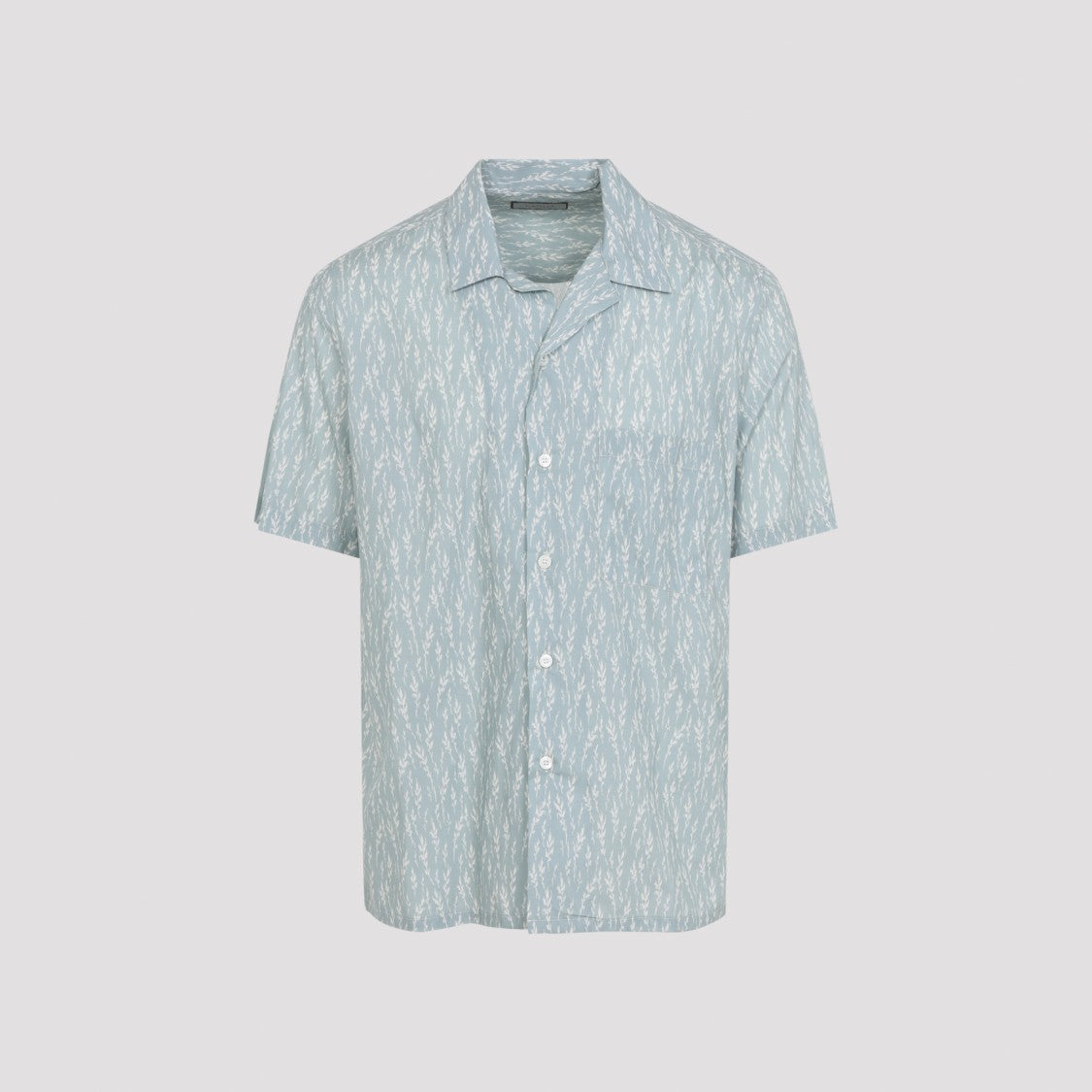 Canali Short-Sleeve Abstract Pattern Shirt In Soft Green