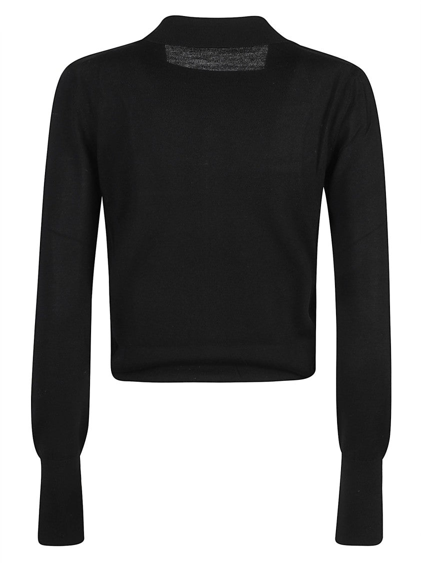 Patrizia Pepe Cropped Black Wool Shirt Jacket