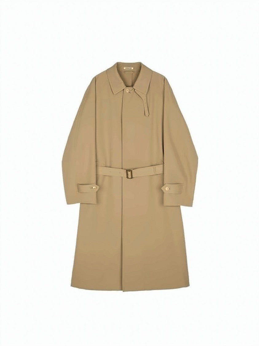 Auralee Long Brown Wool Trench Coat