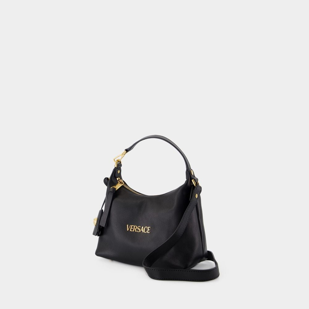 Versace Hobo Shoulder Bag - Leather - Black