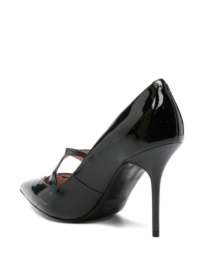 Love Moschino Glossy Black Pumps With Delicate Crisscross Straps