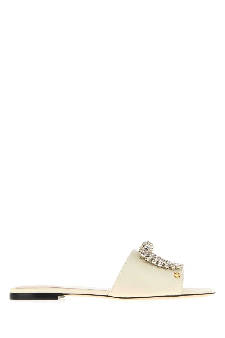 Valentino Garavani Ivory Leather Slippers