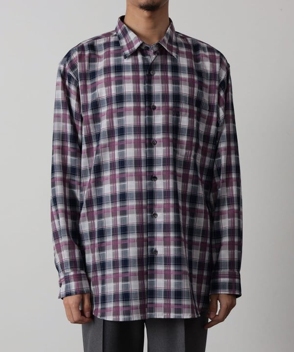 Beams Sheer Plaid Shirt With Modern Fit