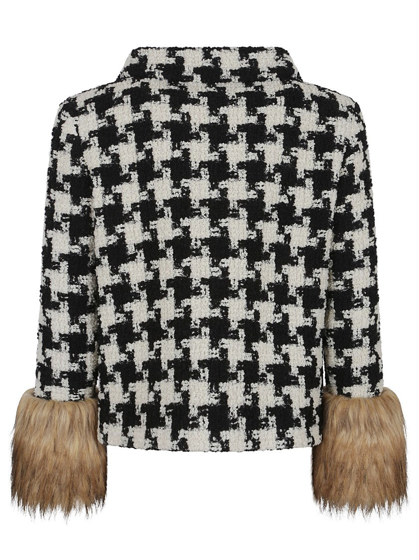 Valentino Black/White Checked Virgin Wool-Silk Jacket