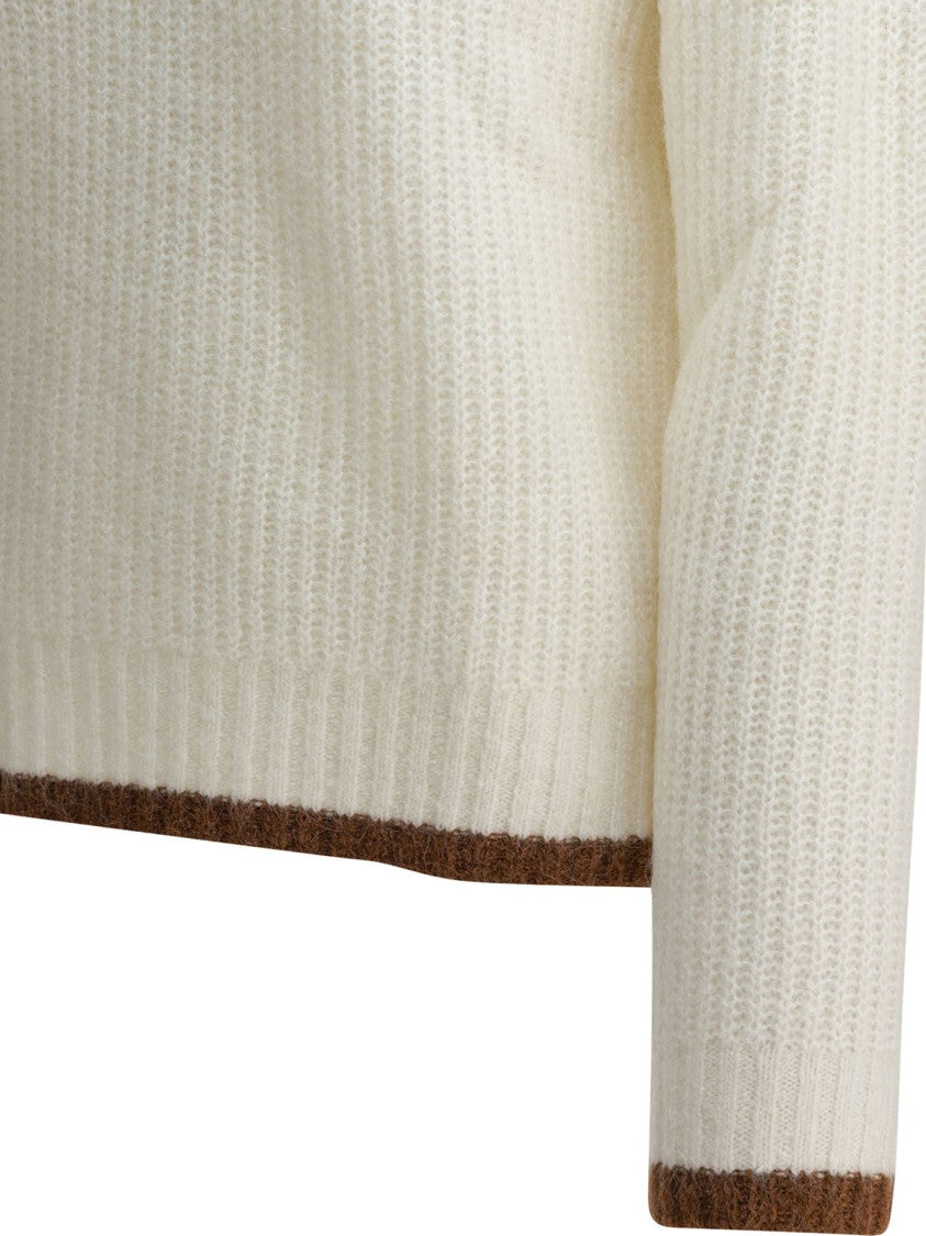 Ines De La Fressange Ribbed Mohair Sweater With Contrast Trim