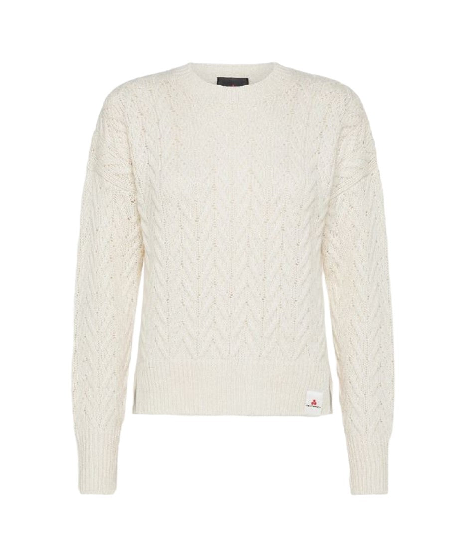 Peuterey Herringbone Pattern Alpaca Cotton Crew-Neck Sweater