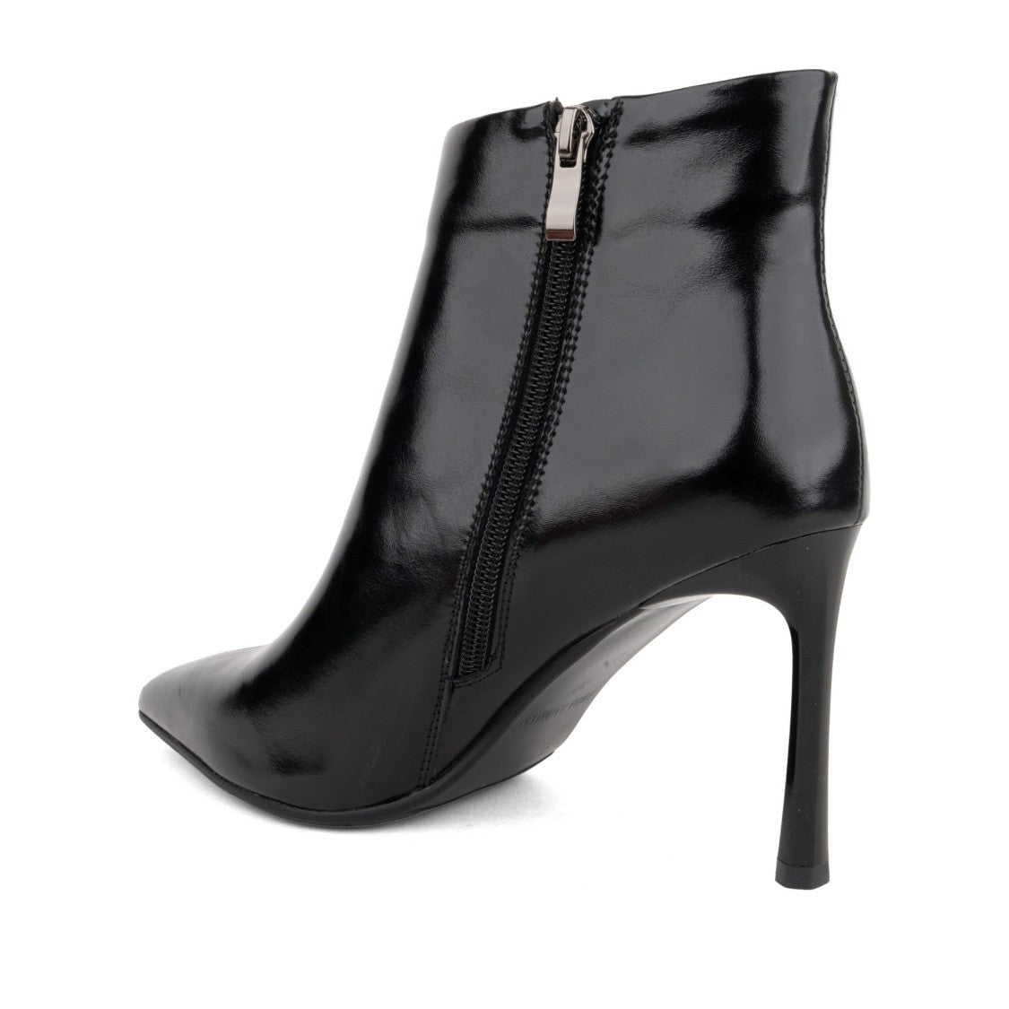 Linda Baumann Black High-Heeled Polished Leather Ankle Boots