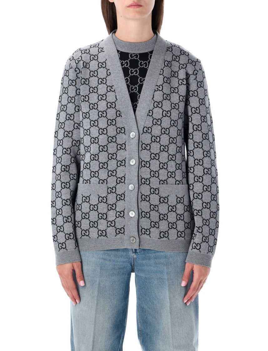 Gucci Gg Monogram Wool Reversible Cardigan