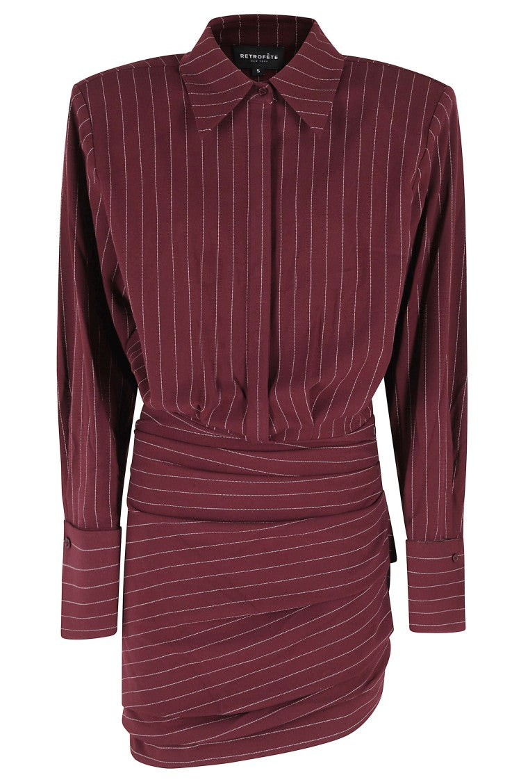 Retrofête Mini Burgundy Dress With Shirt Collar