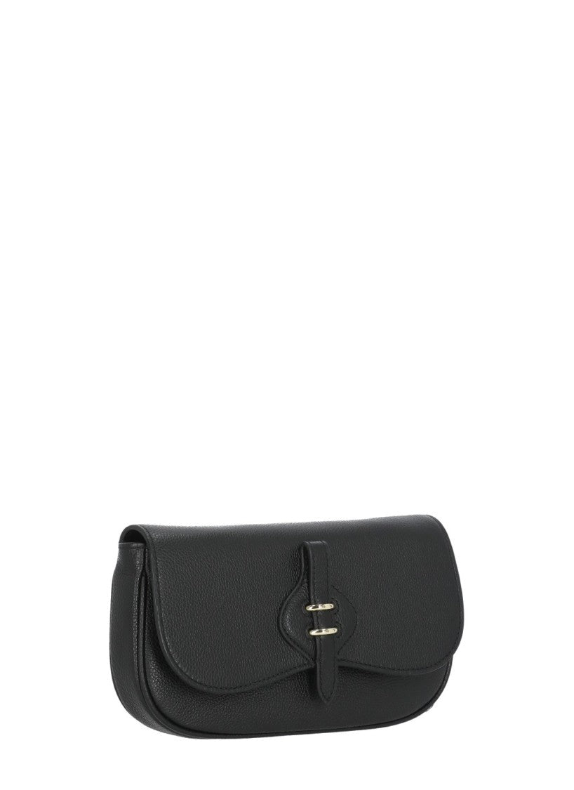 Coccinelle Textured Leather Shoulder Bag With Magnetic Closure
