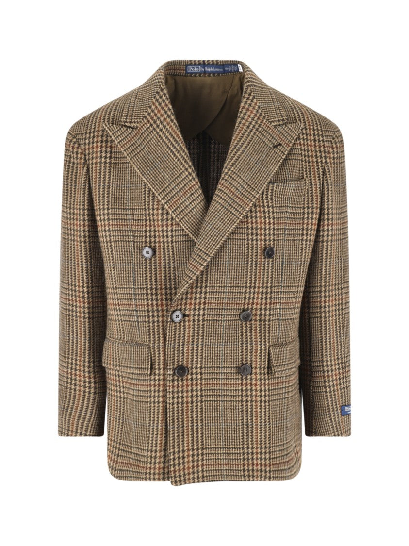 Polo Ralph Lauren Brown Prince Of Wales Wool Double-Breasted Blazer