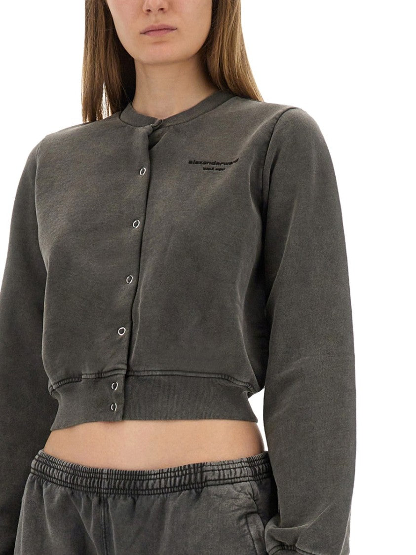 Alexander Wang Shrunken Snap Sweatshirt