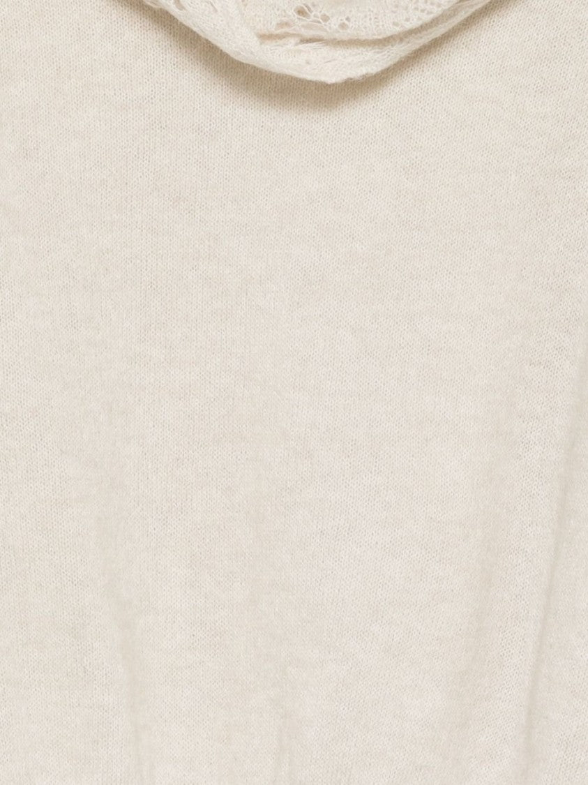 Dexterior Off-Shoulder Lace-Detail Knit Sweater